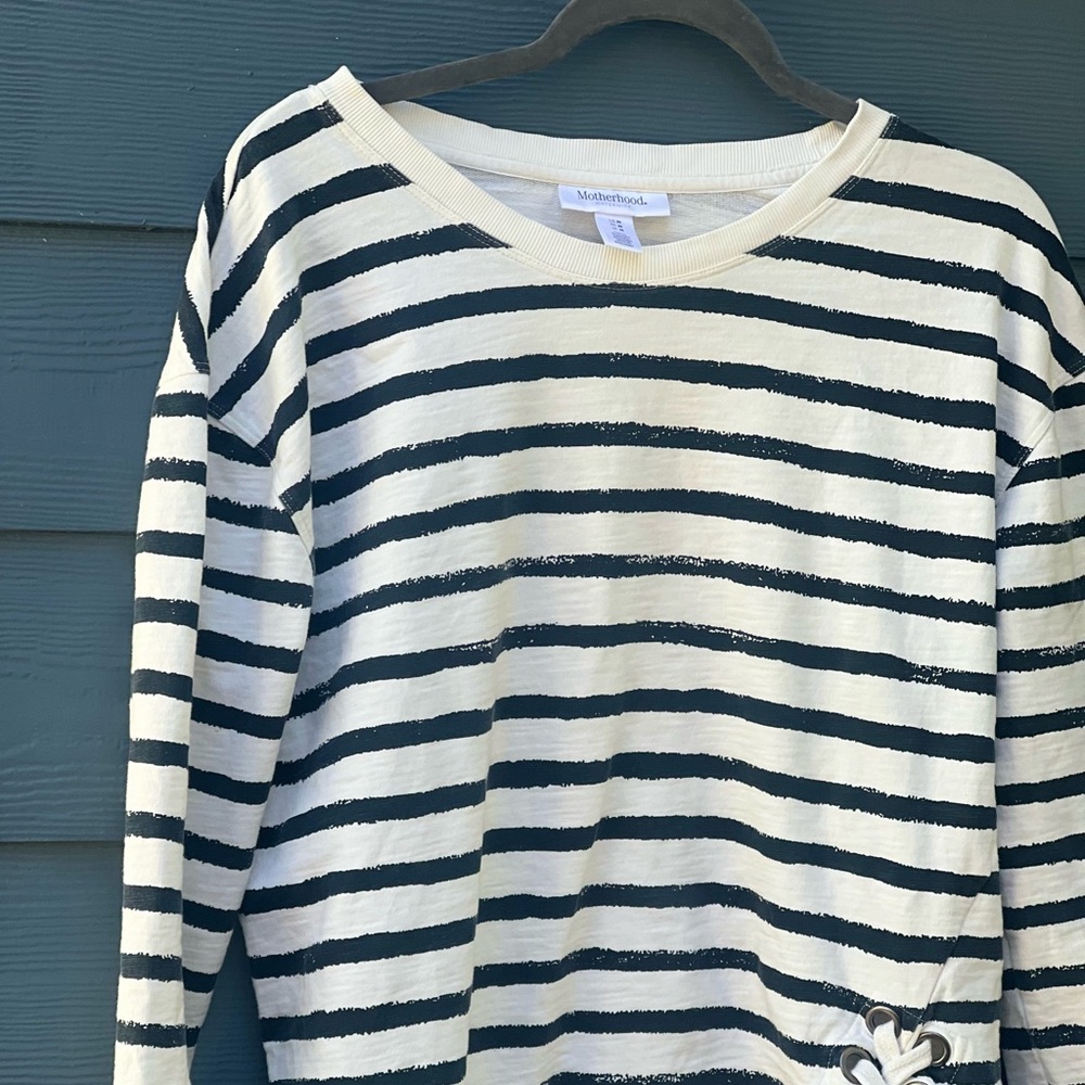 Motherhood Navy and Cream Striped Sweater